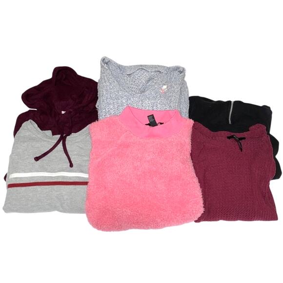 Women's Sweater Bundle Medium 6 Forever 21 DIVIDED H&M Hoodie Pink Gray Black - Picture 1 of 7